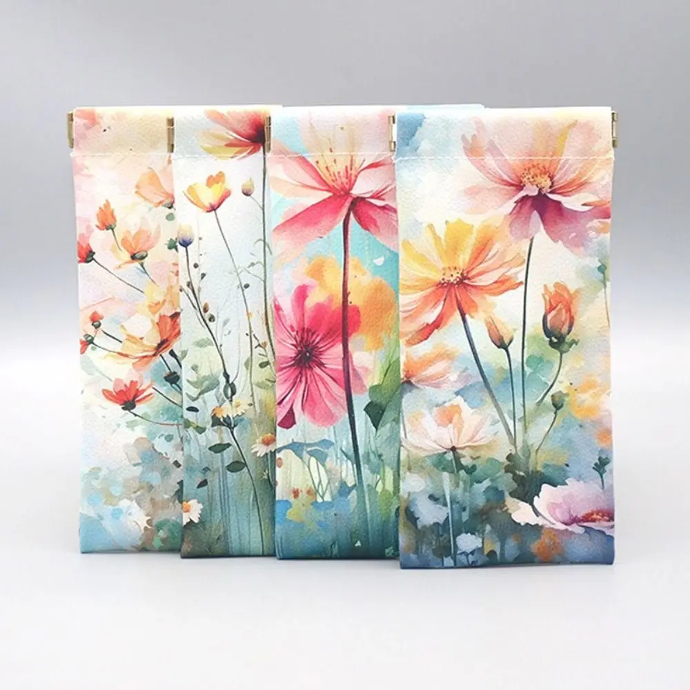 Portable Faux Leather Glasses Case Floral Pattern Waterproof Eyeglass Pouch Eyewear Accessories Eyewear Storage Bag Eyewear