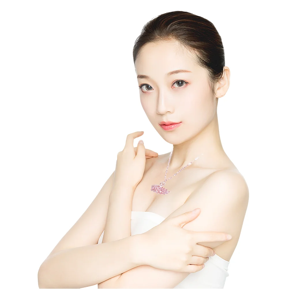 Zircon Necklace Neck Decoration Elegant Neck Chain Swan Shaped Necklace Neck Jewelry Pink