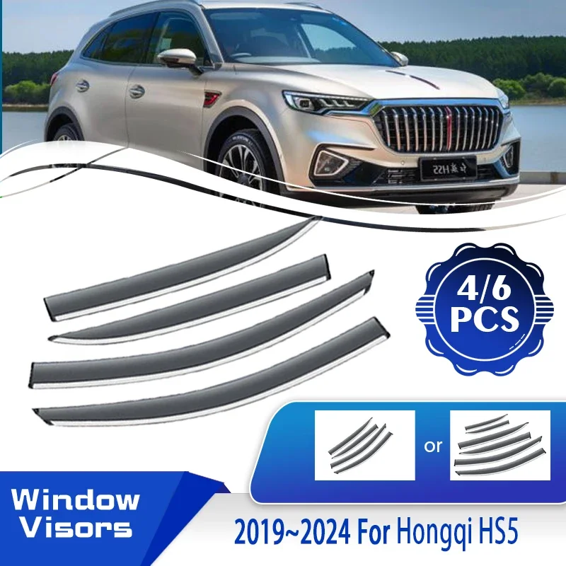 Fit For Hongqi HS5 2019~2024 Car Window Visors Waterproof Wind Rain Visor Deflector Shade Awning Weathershields Auto Accessories