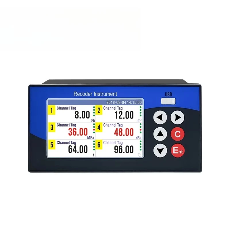 4-6 channel data logger for flow meters USB port Smart data logger Digital pressure and temperature chart logger