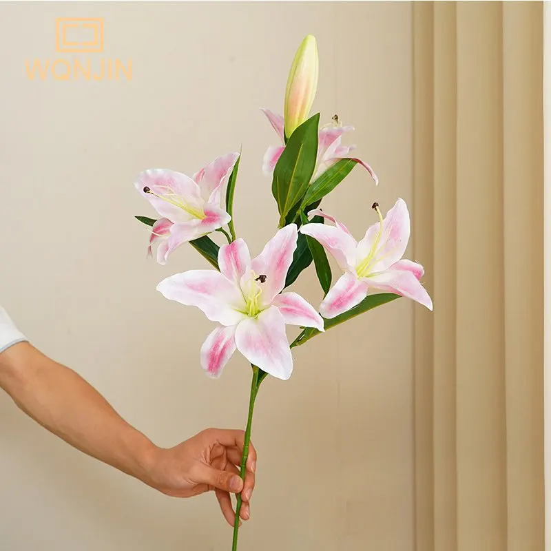 75 cm lange Lilie, künstliche Blumen, Party, Hochzeit, Brautstrauß, künstliche Pflanze für Wohnzimmer, Tisch, Zuhause, Garen-Dekoration, fühlt sich echt an – Detail 8