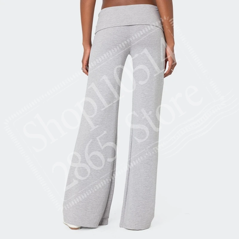 Casual Wide Leg Sweatpants for Women Fold Over Low Rise Flare Yoga Lounge Pants Back to School Clothes for Teen Girls Outfits view 3
