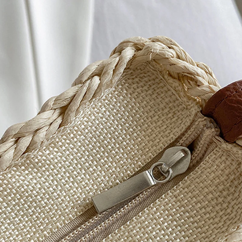 Yogodlns Sommer Stroh Tasche Für Frauen Mode Halbkreis Umhängetaschen Rattan Handgemachte Messenger Handtasche Reise Strand Taschen Tote – Detail 26