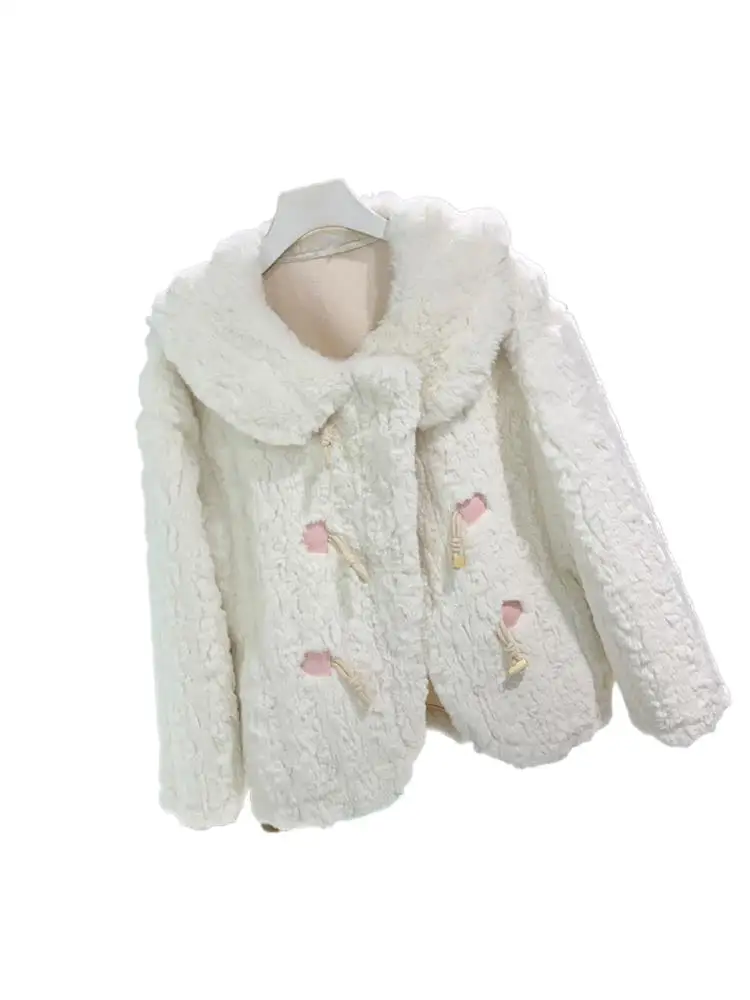 2025 ملابس نسائية معطف فرو صناعي قصير وسميك وشتاء جديد 1115