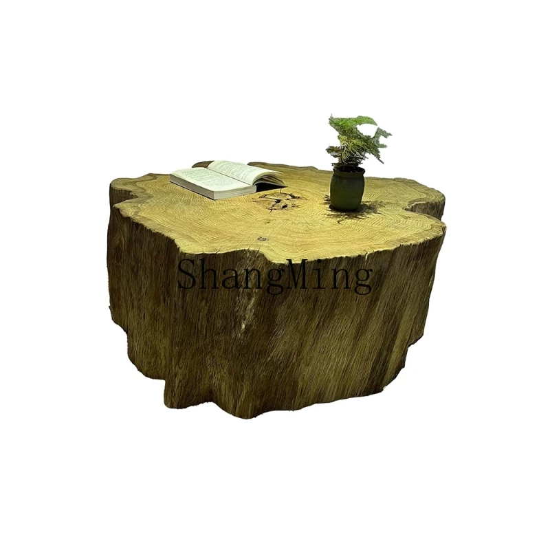 

ZYH solid wood coffee table, natural log carved tea table, large fragrant camphor wood coffee table
