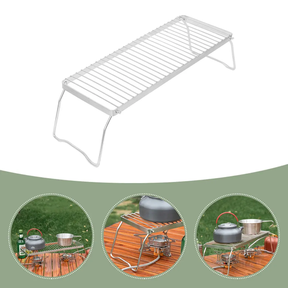 

Stainless Steel Stove Bracket Foldable Outdoor Cooking Camping for Grill Portable BBQ Net Fire Racks