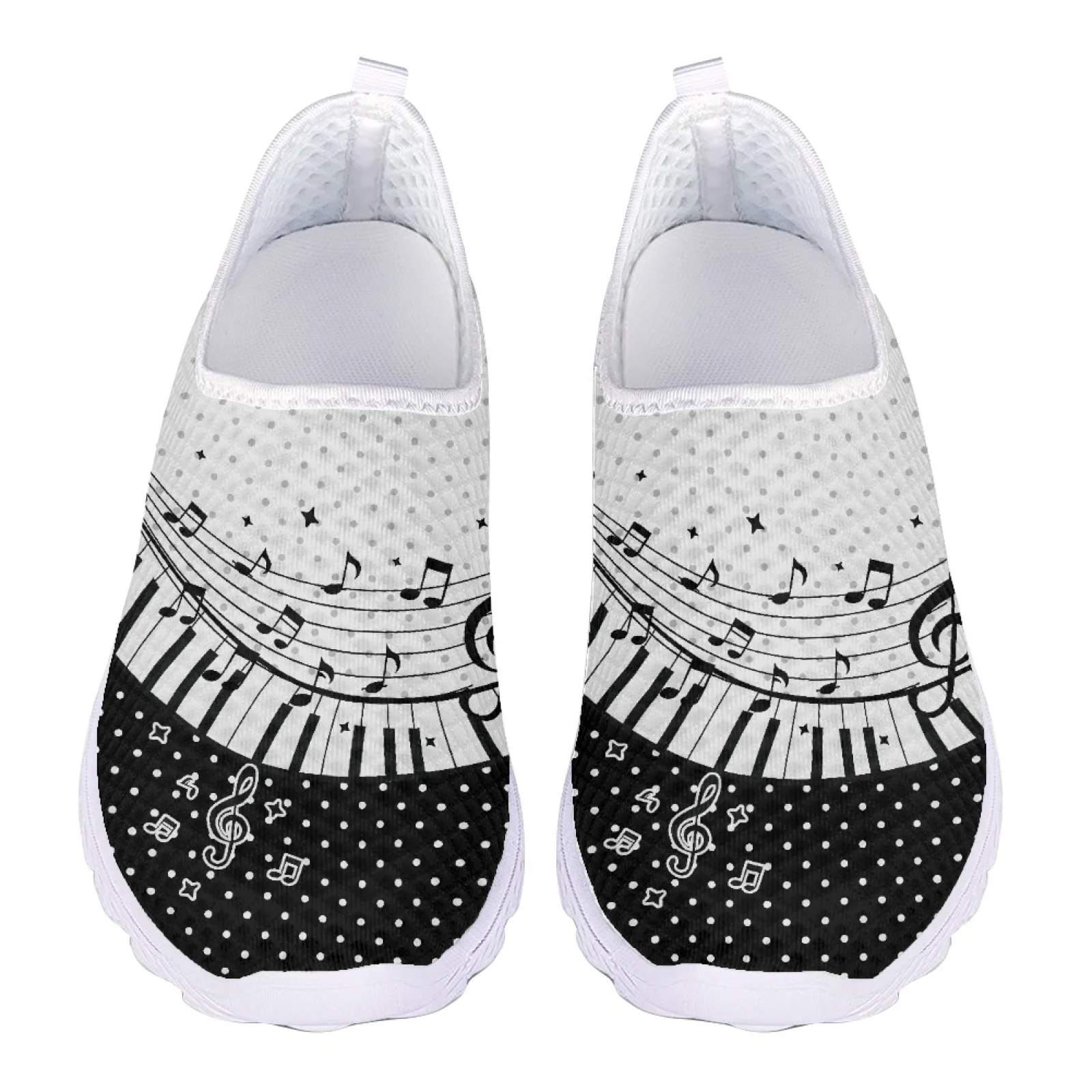 Lightweight Casual Shoes for Women Cute Music Note 3D Print Loafers Woman Slip On Flats Mesh Sneakers Summer Ladies Sport Shoes