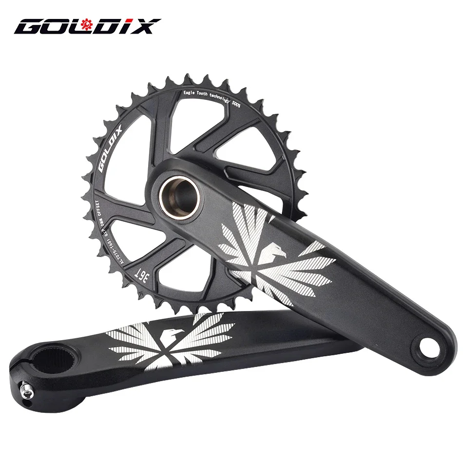 GOLDIX MTB Bike Crankset 170/175mm Crank 3 Bolt Direct Mount 0mm Offset Chainring 30T 32T 36T 38T Aluminum Alloy with Bottom