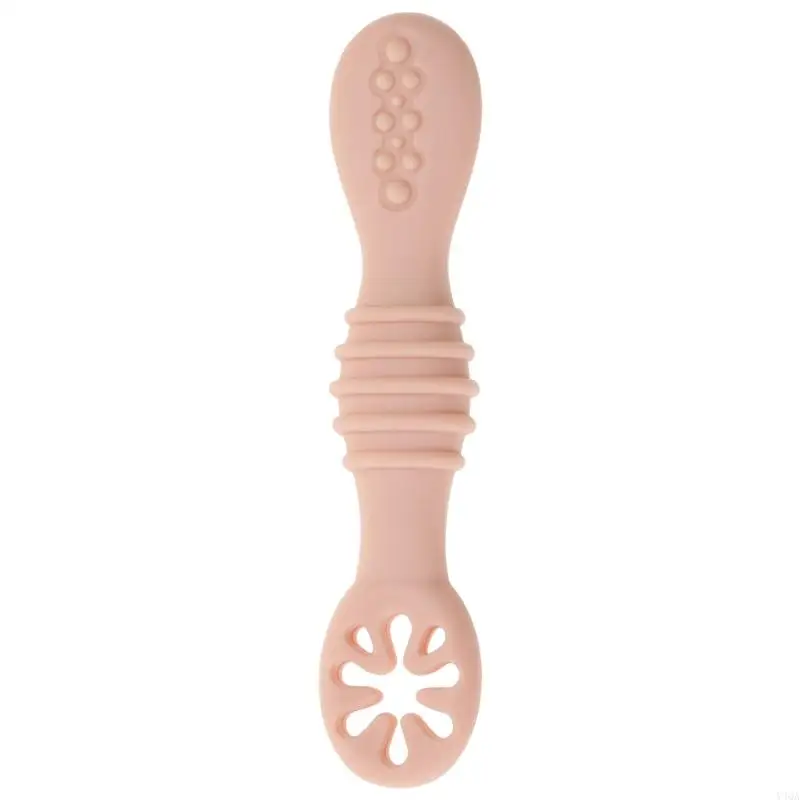 Y4QA Baby-Led Weaning Silicone Spoon Learning Feeding Training Utensils Newborn Toddler Tableware