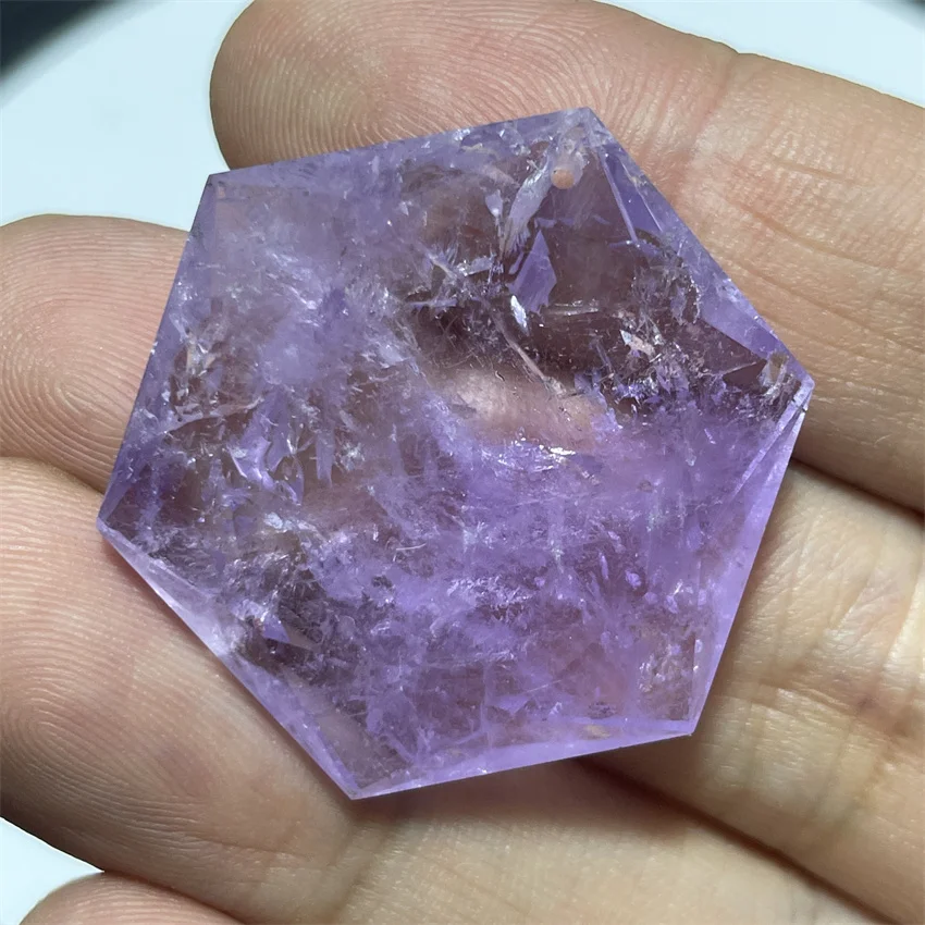 

Natural amethyst raw stone polished large satellite amethyst hexagram pendant crystal creative design