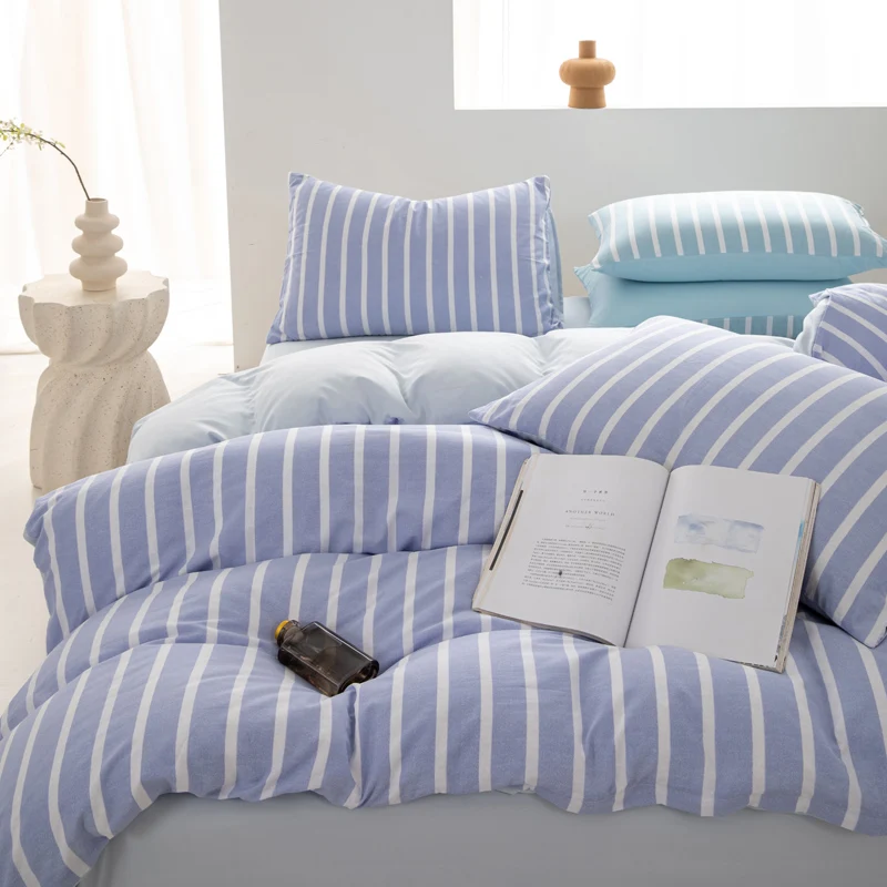 Juego de sábanas Bonenjoy, ropa de cama estilo rayas, juego de ropa de cama individual/doble/Queen Size, ropa de cama para habitación de niñas y niños, juegos de sábanas