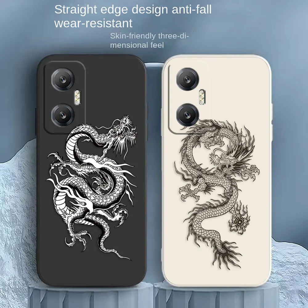 Chinese Dragon Pen Drawing Phone Case For Infinix HOT 8 9 10 10I 11 11S 12 12S 20 20S 30 30I PLAY NFC Silicone Case Funda Shell