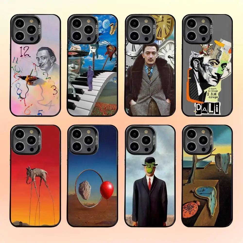 

S-Salvador D-Dali Artist Phone Case For iPhone16 15 14 13 12 Pro Max Grey Black Matte Laser Metallic Aurora Funda