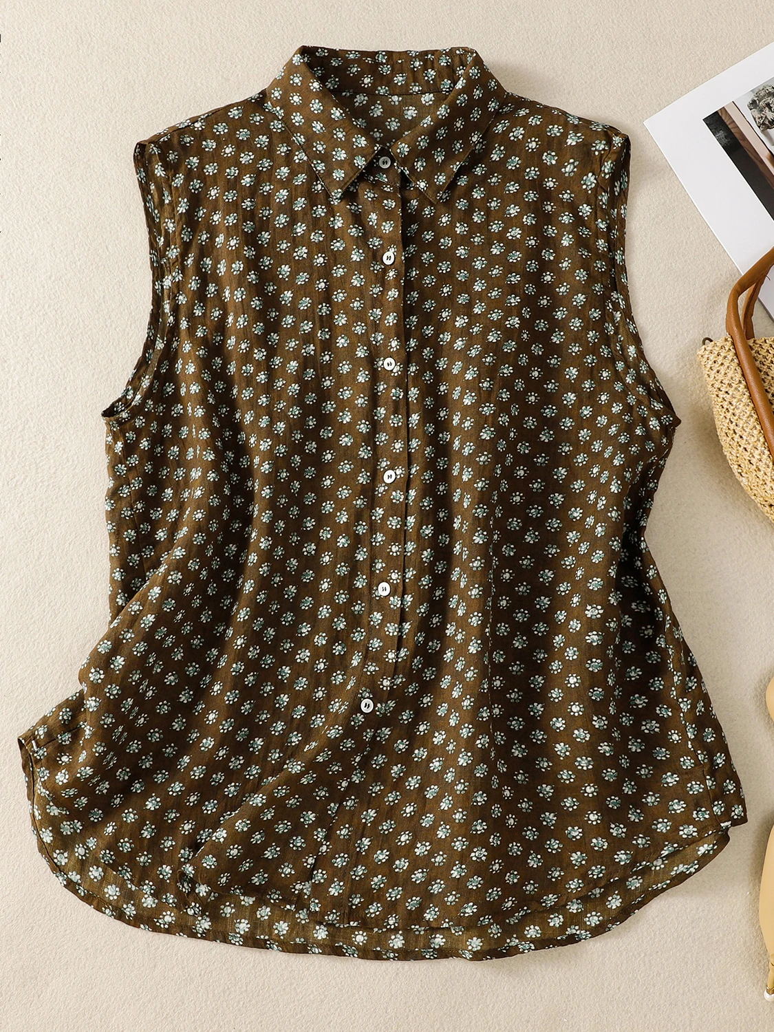 

Fashionable Large Size Floral Print Shirt Women's Commuter Style Slimming Casual Loose Fit Summer Shirt Ladies Top