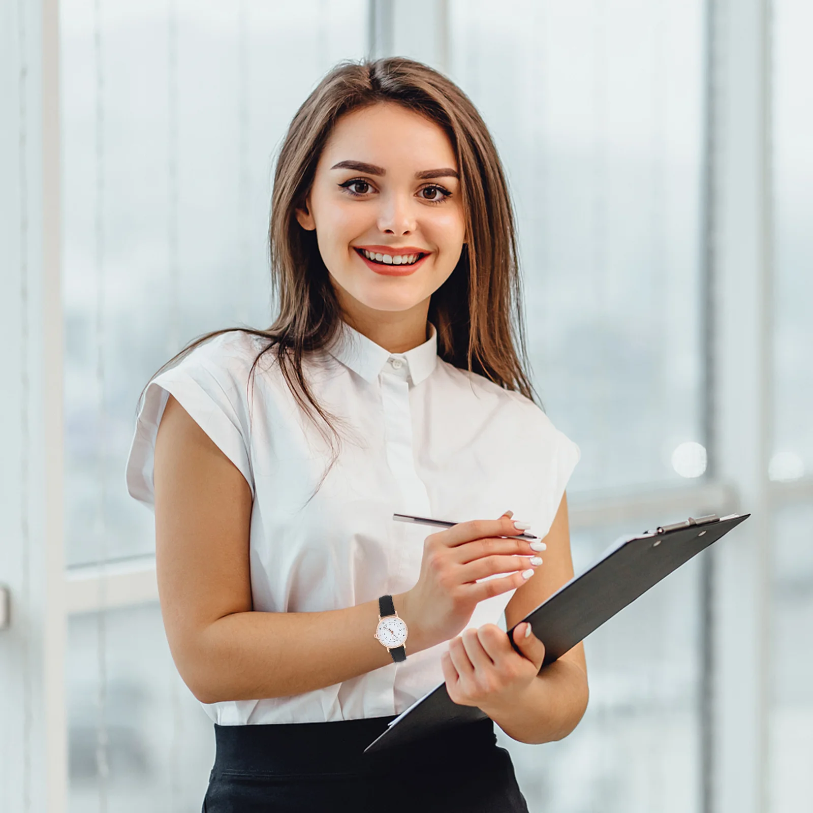 

Lady Quartz Wrist Watch with PU Adjustable Strap Women Casual for Daily Business Leisure Wear