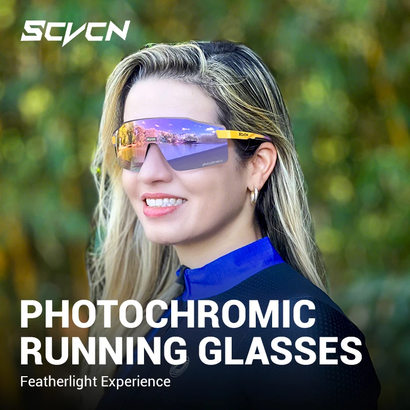 SCVCN New Photochromic Outdoor Cycling Sunglasses Bike Cycling UV400 Eyewear Men Women Bicycle Mountain Sports Running Eyewear