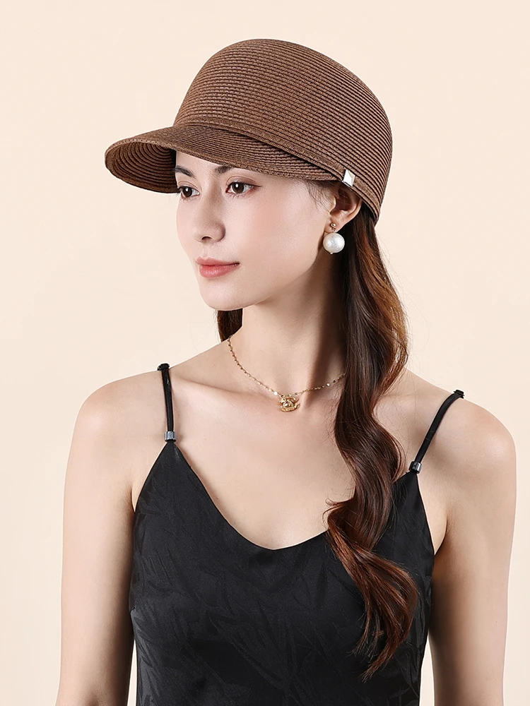 ファッショナブルなつば広麦わら帽子女性の春夏ダックビルキャップ日よけ顔カバー新しいスタイル多用途日よけ帽子ギフト帽子