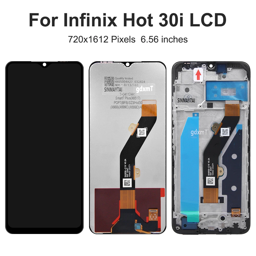 For Infinix Hot 30i 6.56\'\'For  Hot30i X669 X669C X669D LCD Display Touch Screen Digitizer Assembly Replacement