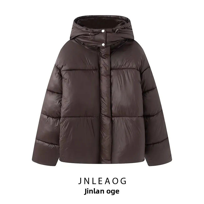 

JNLEAOG Women's Faionable Thiened down Cotton Jaet Stand Collar Autumn Winter Street Sle Long Sve Zipper Pure Color