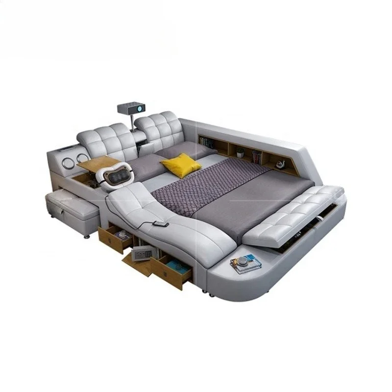 

Latest Design Bedroom Furniture Multifunctional Smart Bed Cabinet Combination with Projector