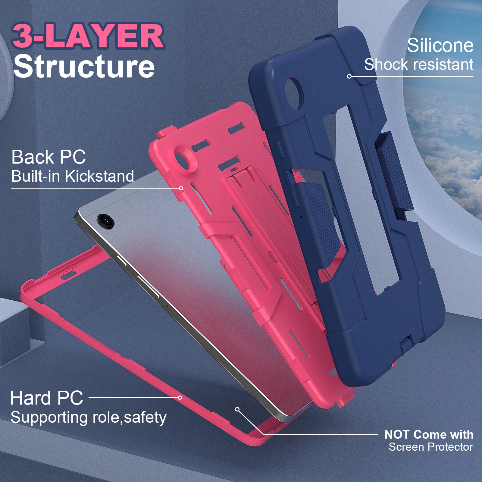 Wytrzymałe, solidne etui ochronne z funkcją podstawki do tabletu Samsung Galaxy Tab A11 8.7 cala SM-X130 SM-X135 A9 SM-X110 SM-X115 — zdjęcie produktu 3