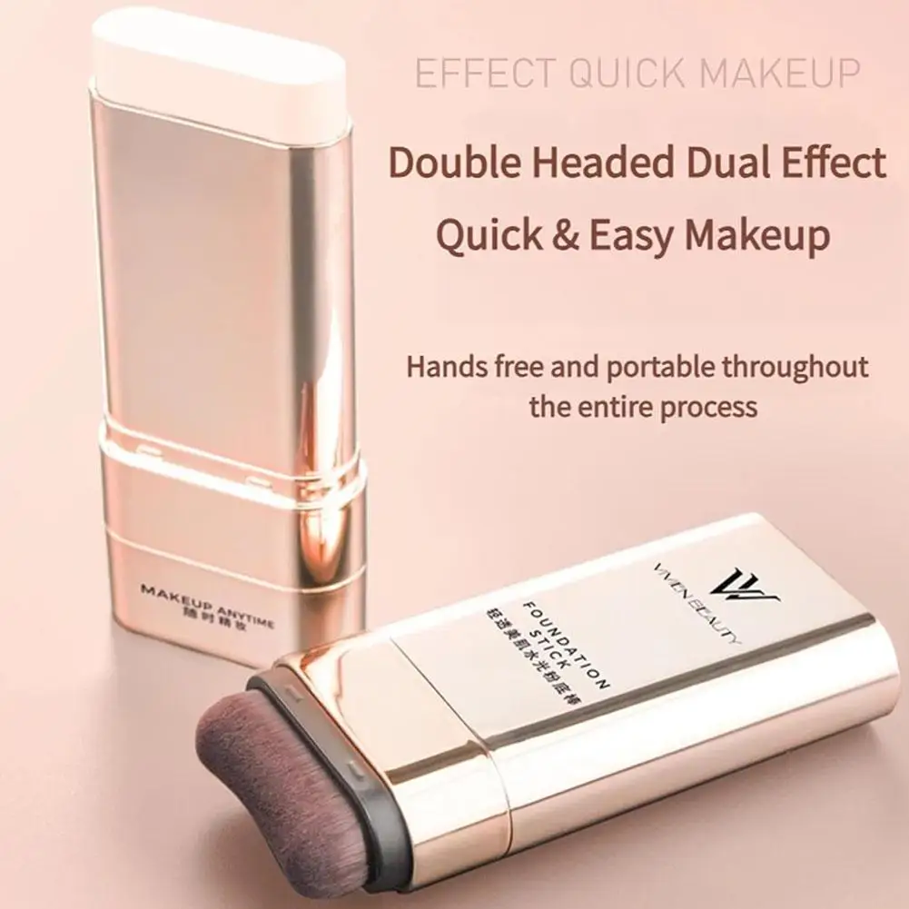 Face Foundation Stick With Brush, Velvet Moist Light Concealer Full Coverage Oil Control Dark Circles Corrector Facial Makeup
