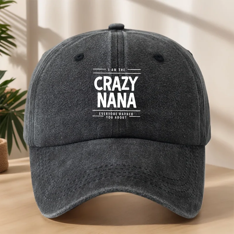 

Men's "CRAZY NANA" Baseball Cap | Distressed Vintage Snapback, Soft for Outdoor Fishing & Casual