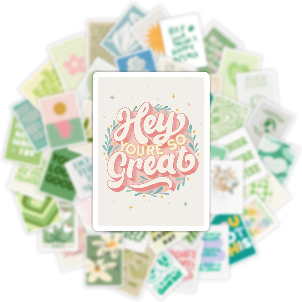 10/30/50 Stück Inspirierende Zitate im Ins-Stil Postkarten-Aufkleber Ästhetische Cartoon-Sticker DIY Scrapbook Handy Koffer Deko-Aufkleber