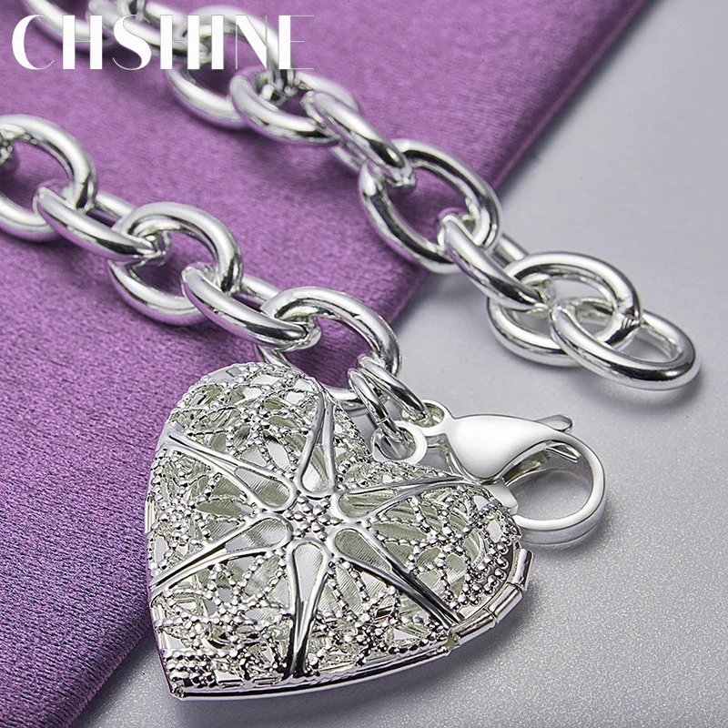 

CHSHINE 925 Sterling Silver Heart Frame Pendant Bracelet For Women Fashion Charm Jewelry