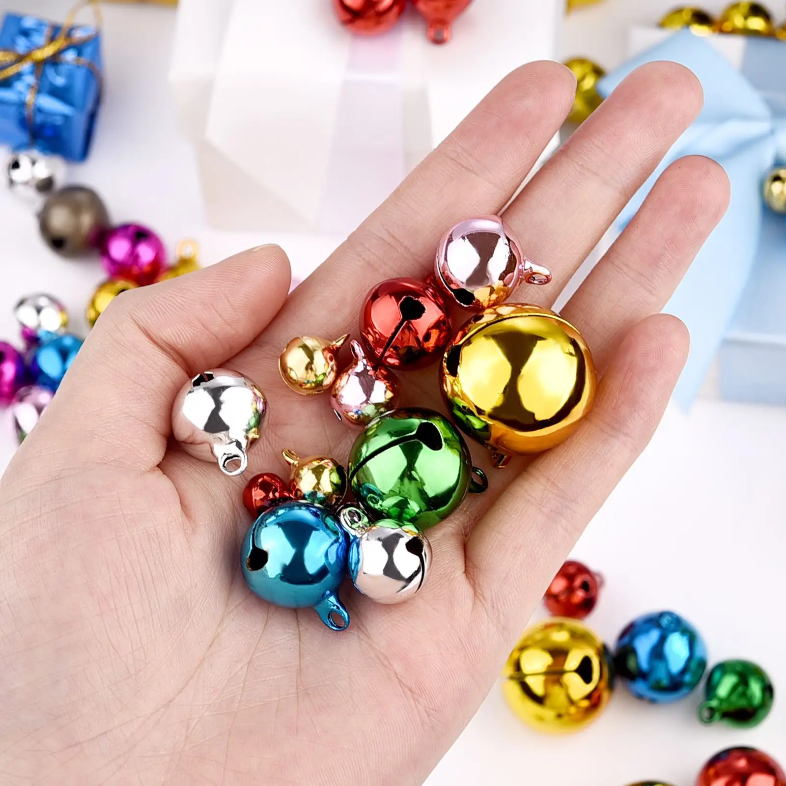 6-14mm Aluminum Christmas Jingle Bells Loose Beads Small For Festival Party Xmas Tree Decor DIY Crafts Accessories 20/30/50pcs