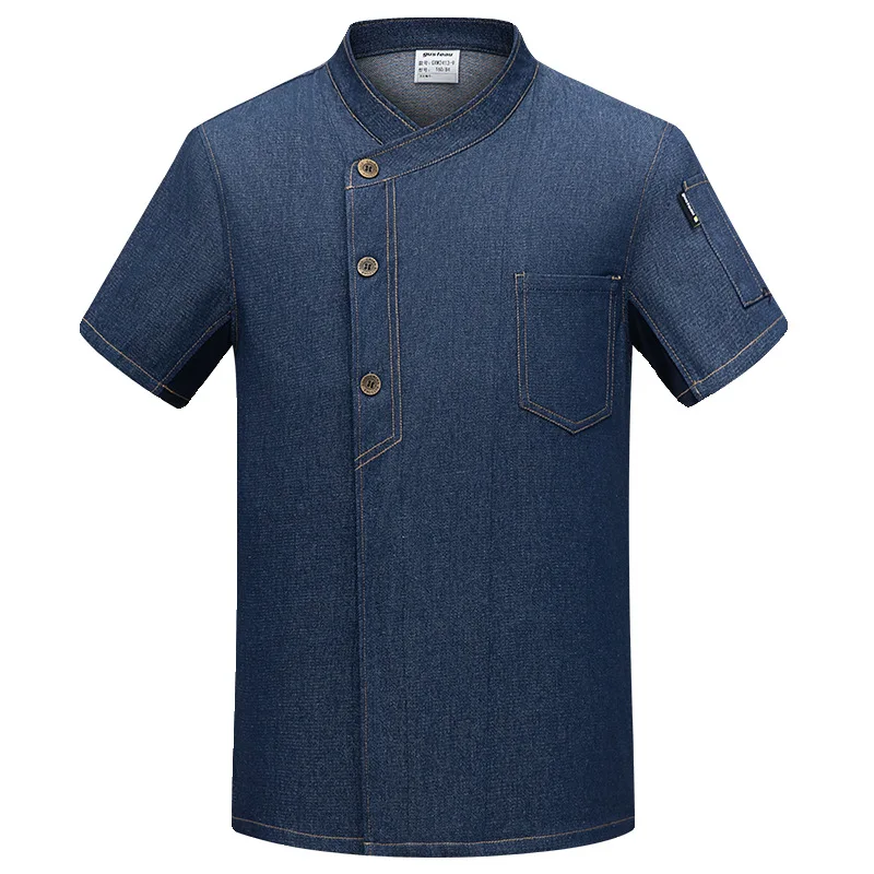 Uniforme de trabajo vaquero para camarero de restaurante occidental, traje de verano para restaurante, cantina, cocina, camisa de manga corta, ropa de trabajo para panadería