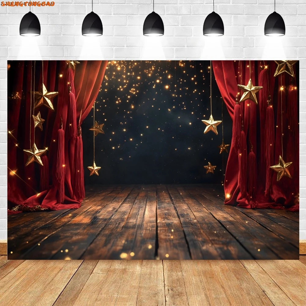 레드 커튼 무대 조명 서커스 텐트 사진 배경, 어린이 생일 파티 장식, 베이비 샤워 사진 배경, 포토존 소품