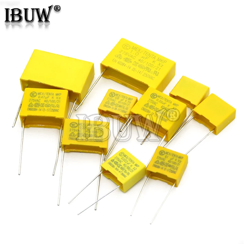 10 sztuk 275VAC kondensator X2 serii 0.01UF ~ 2.2UF kondensator folii polipropylenowej nowy 10nf 100nf 150nf 200nf 680nf 470nf 1UF