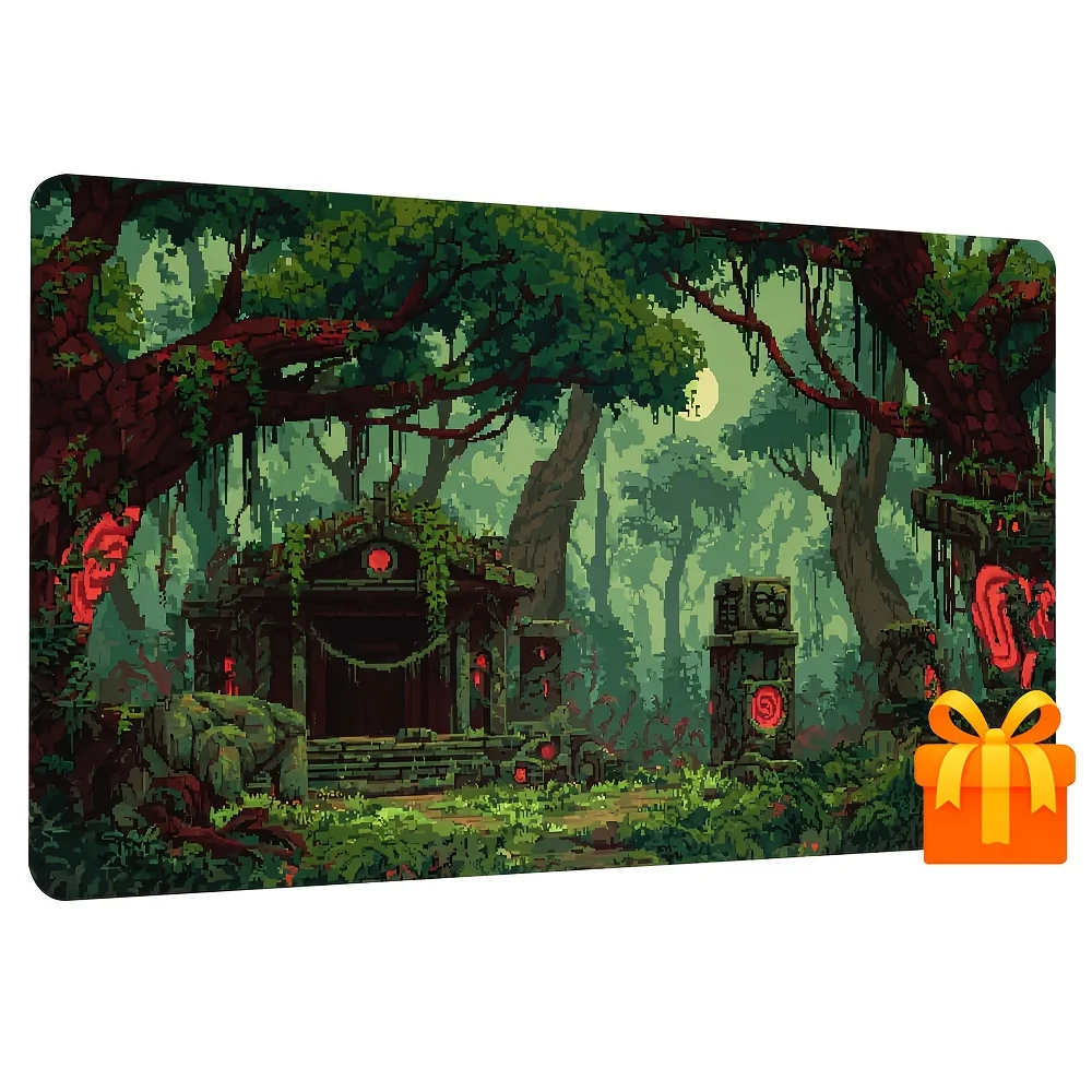 Pixel Ancient Temple game mat, perfectly matching TCG, CCG tabletop role-playing games, a decorative item for fantasy enthusiast