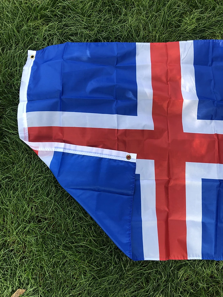 SKY ]FLAG free shipping 90x150cm Iceland National Flag 3x5FT polyester red cross is isl iceland Blue Icelandic flag Banner
