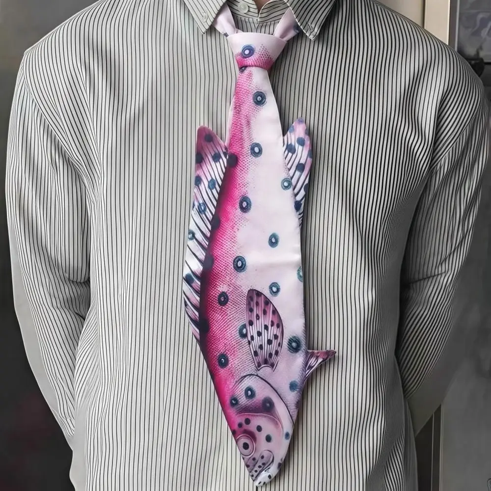 3D Fish Fish-shaped Men's Tie Animal Pattern Lifelike Kitten Necktie Satin Fabric Novelty Creative Neck Tie For Party Wedding