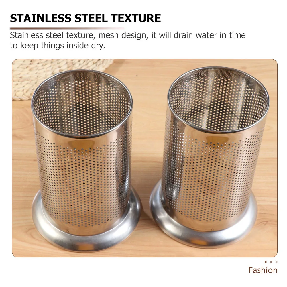 

2pcs Stainless Steel Straw Containers Mesh Design Tableware Organizer For Kitchen Sundries Spoon Fork Holders Chopstick Storage
