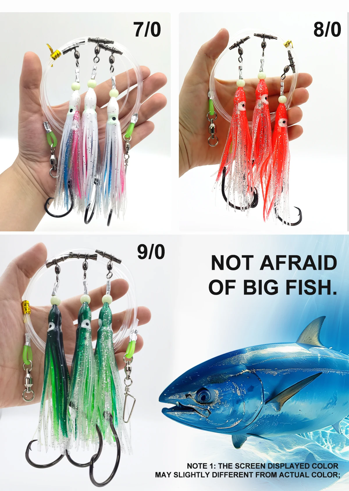 Zyz Sea Fishing String Haken mit # # # schwarze Kreis Haken leuchtende Octopus Fake Köder Salzwasser Angelhaken – Detail 7