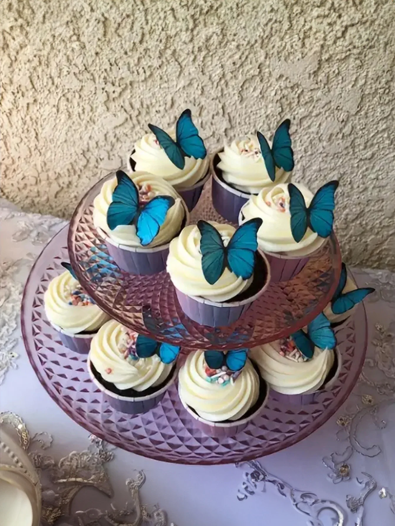 Happy Birthday Romantic Three-dimensional Butterfly Cardboard Insert Baking Dessert Blue Butterfly Birthday Cake Decoration