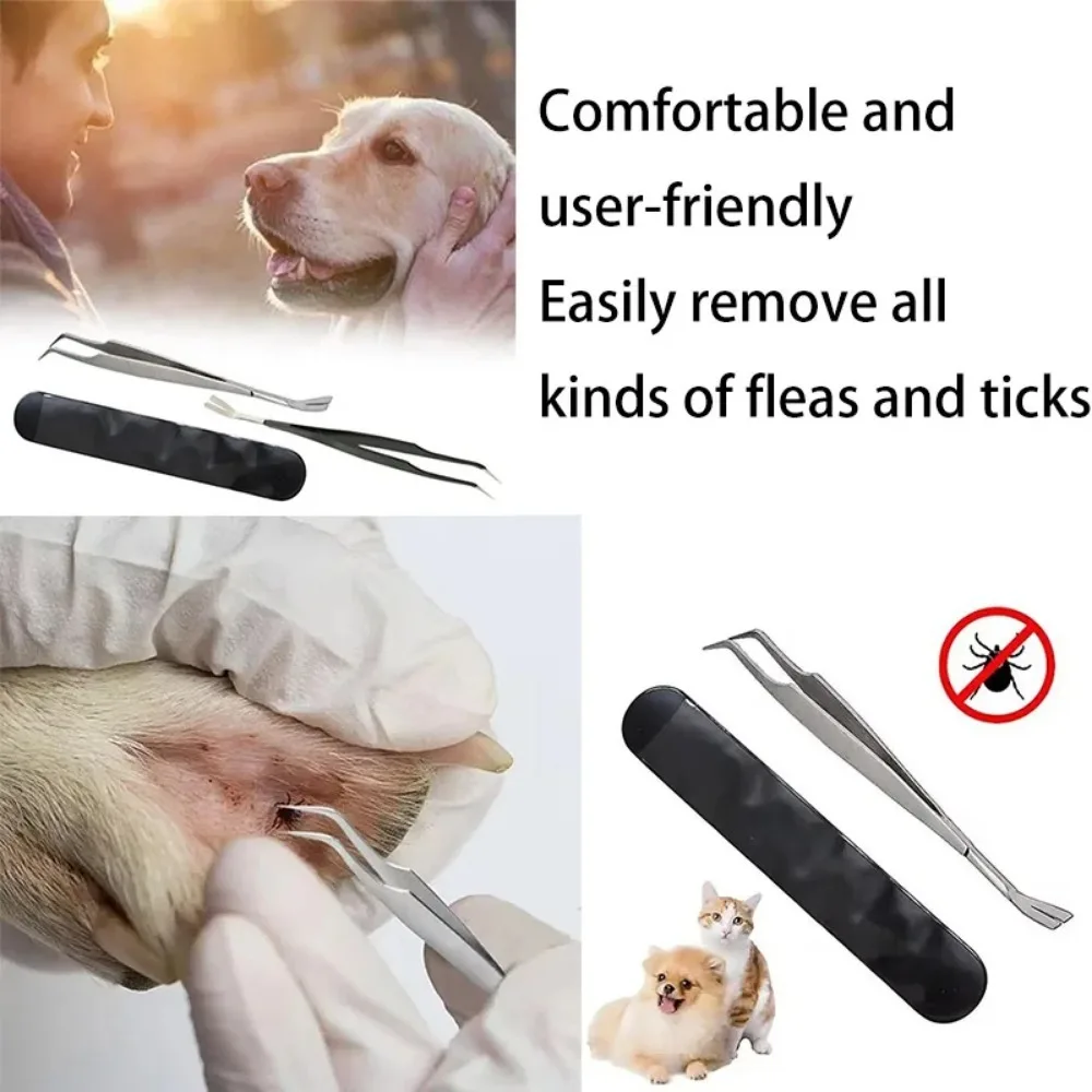 Tick Removal Tool for Pets Stainless Steel Pet Flea Removal Tool 2-in-1 Tick Removal Tool Professional Tick Removal Tweezers Dog image 3
