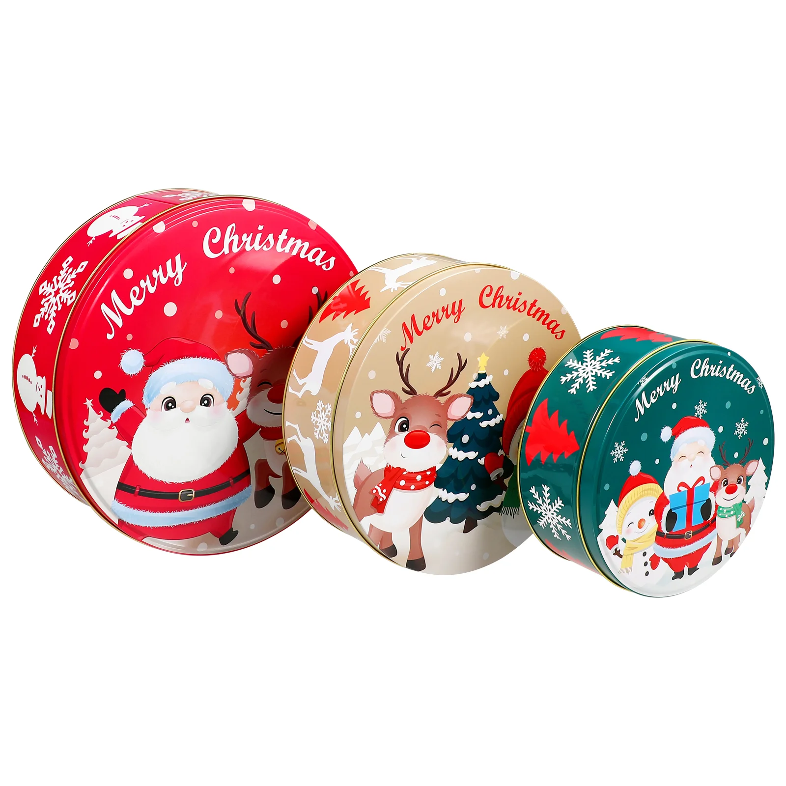 Christmas Tin Box Gift Packaging Boxes with Lids Tinplate Present Cookies Jar Candy Containers