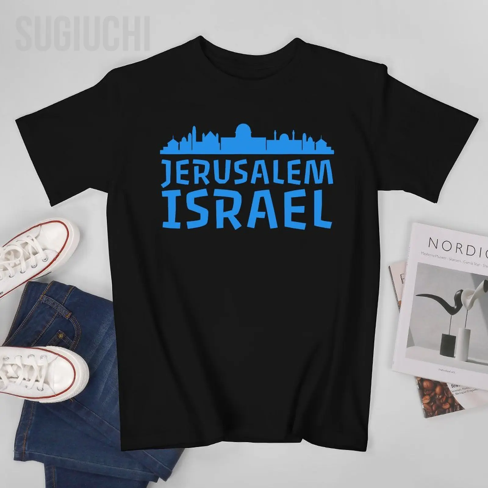 Unisex Men Jewish Jerusalem Design I Love Israel Tshirt Tees T Shirts Women Boys 100% Cotton T-Shirt