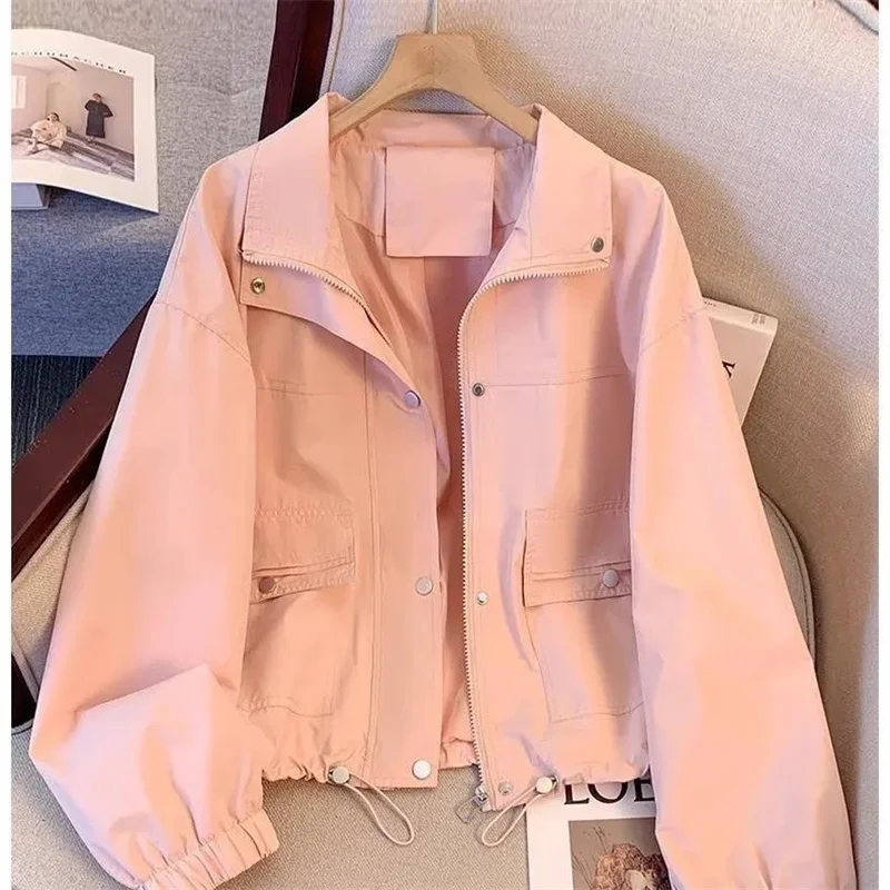 Damska kurtka wiatrówka wiosenno-jesienna krótka odzież damska codzienna kurtka bejsbolówka cienki płaszcz odzież wierzchnia damska Gabardina Mujer