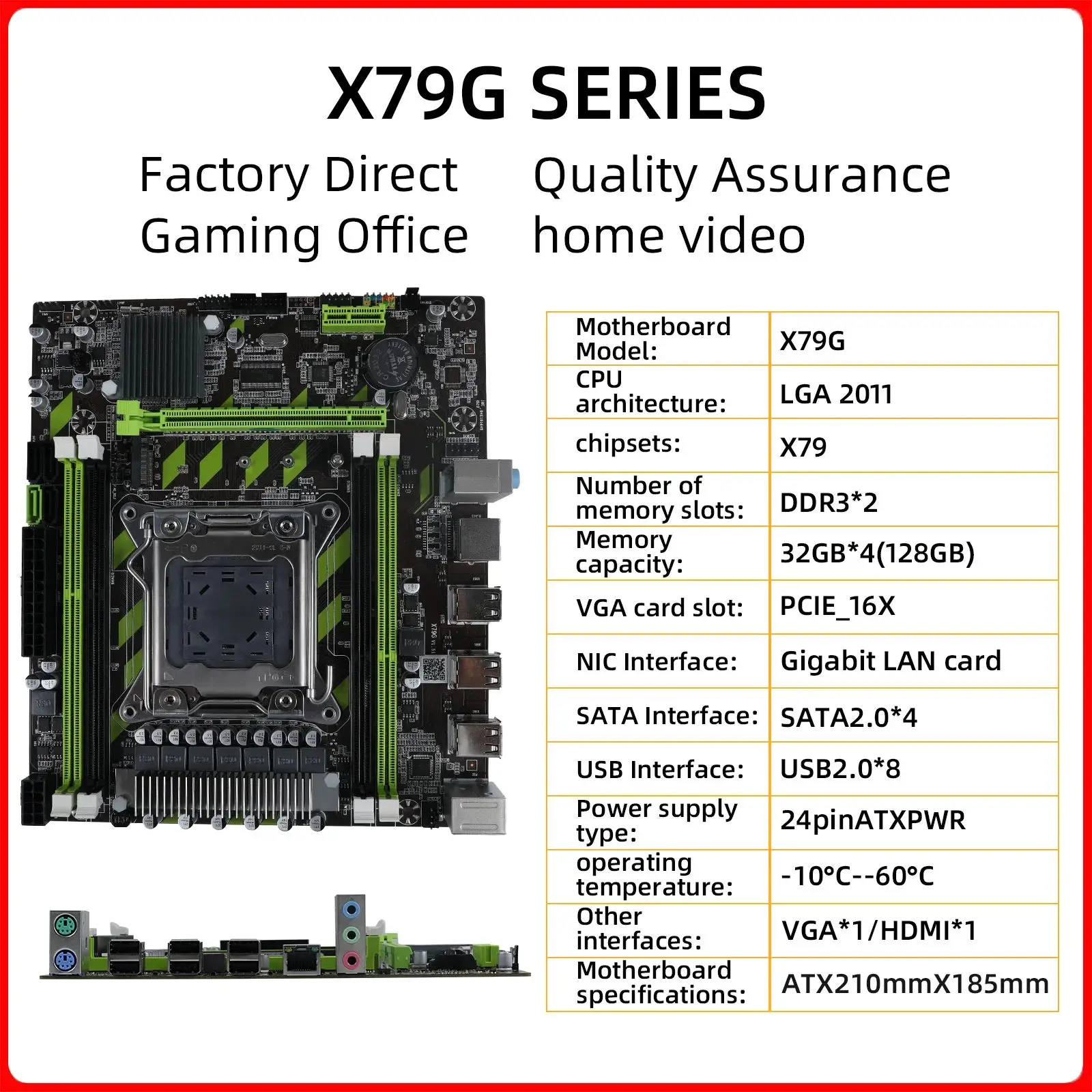 Super X79G V1.51 X79 Motherboard Kit LGA 2011 Support Xeon 2620V2 CPU Processor DDR3 16GB RAM Memory Desktop Board