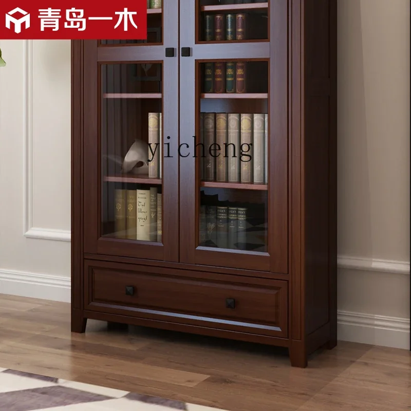 XL Country Bookcase Full Solid Wood Bookcase Study Furniture Free Combination European Bookcase Bookshelf