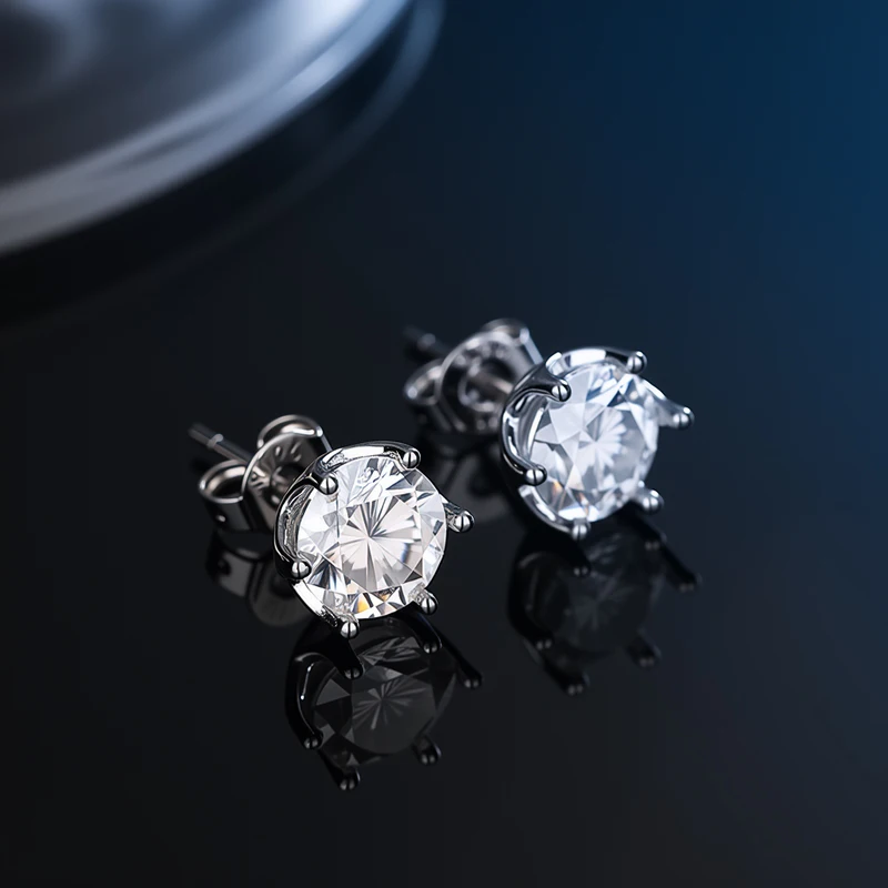 Heiße 0,5-2,0CT Echte Moissanit- und Zirkon-Ohrringe, Schöne S925 Sterling Silber Hochwertige Glänzende Hochzeitsschmuckstücke – Detail 21