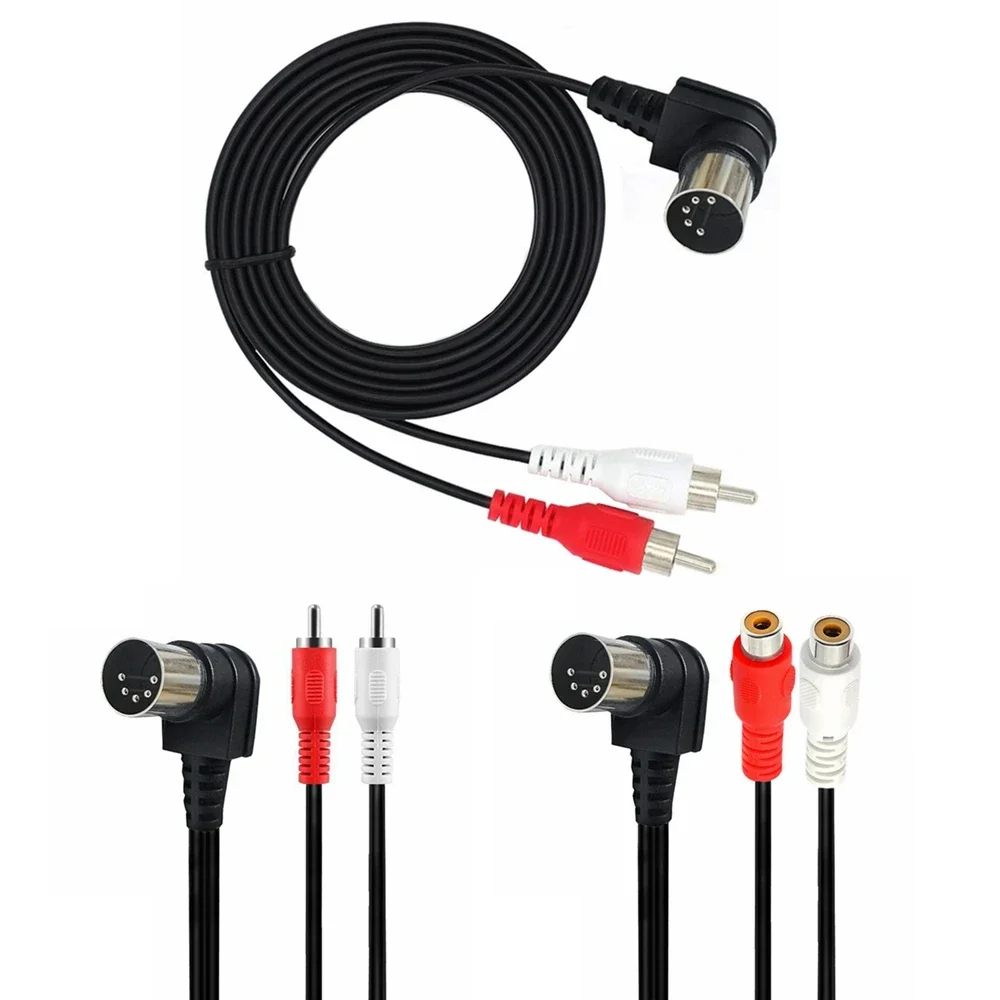 90 Degree Right 5Pin DIN Male MIDI Cable To 2 Dual RCA Male Plug Adapter 5pin 2RCA Audio Cord For Naim Quad Stereo System Speak