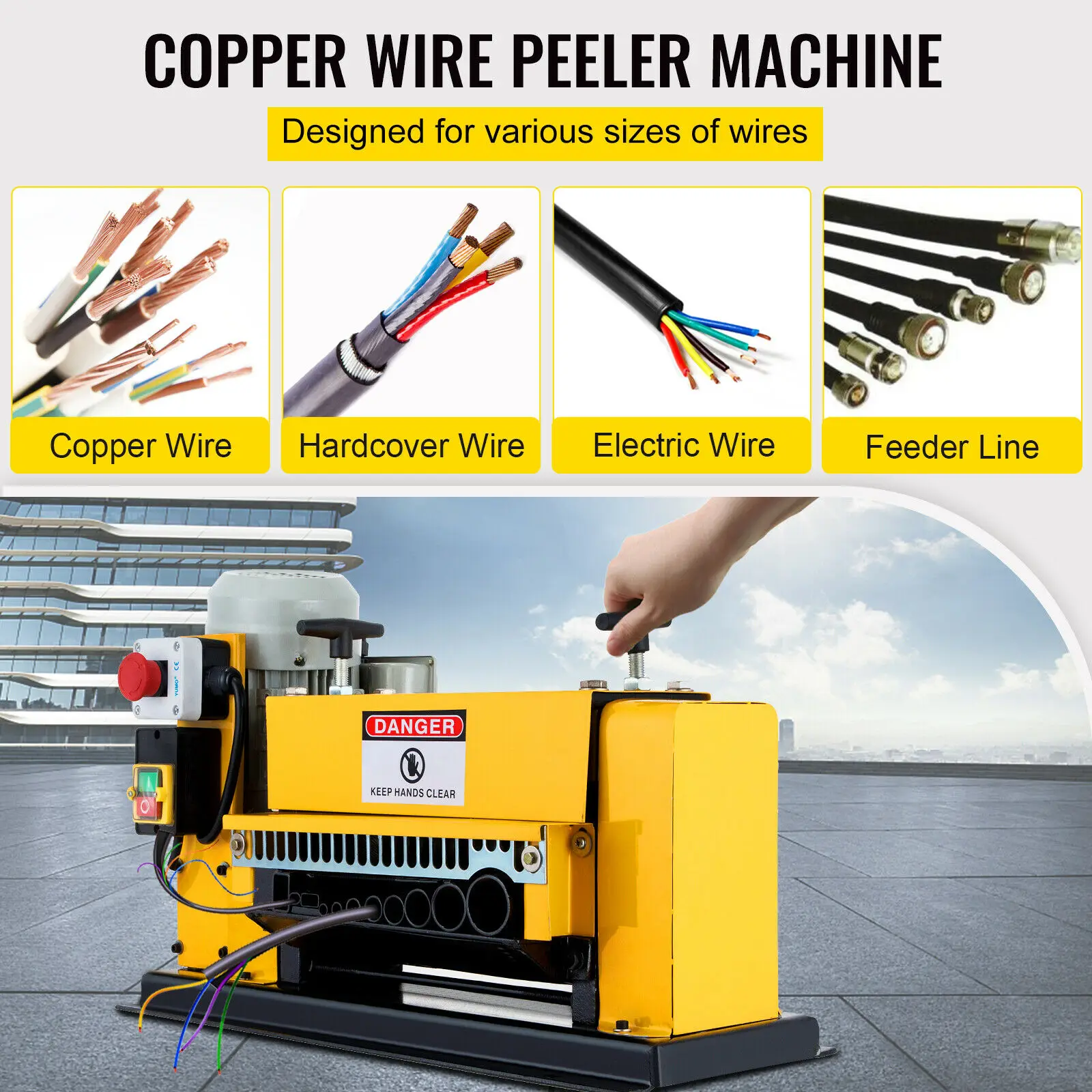 VEVOR Best Price EU Shipping Scrap Cable Stripping Machine 1mm-38mm 10 Blades Wire Stripper Recycling Copper Cable Stripper