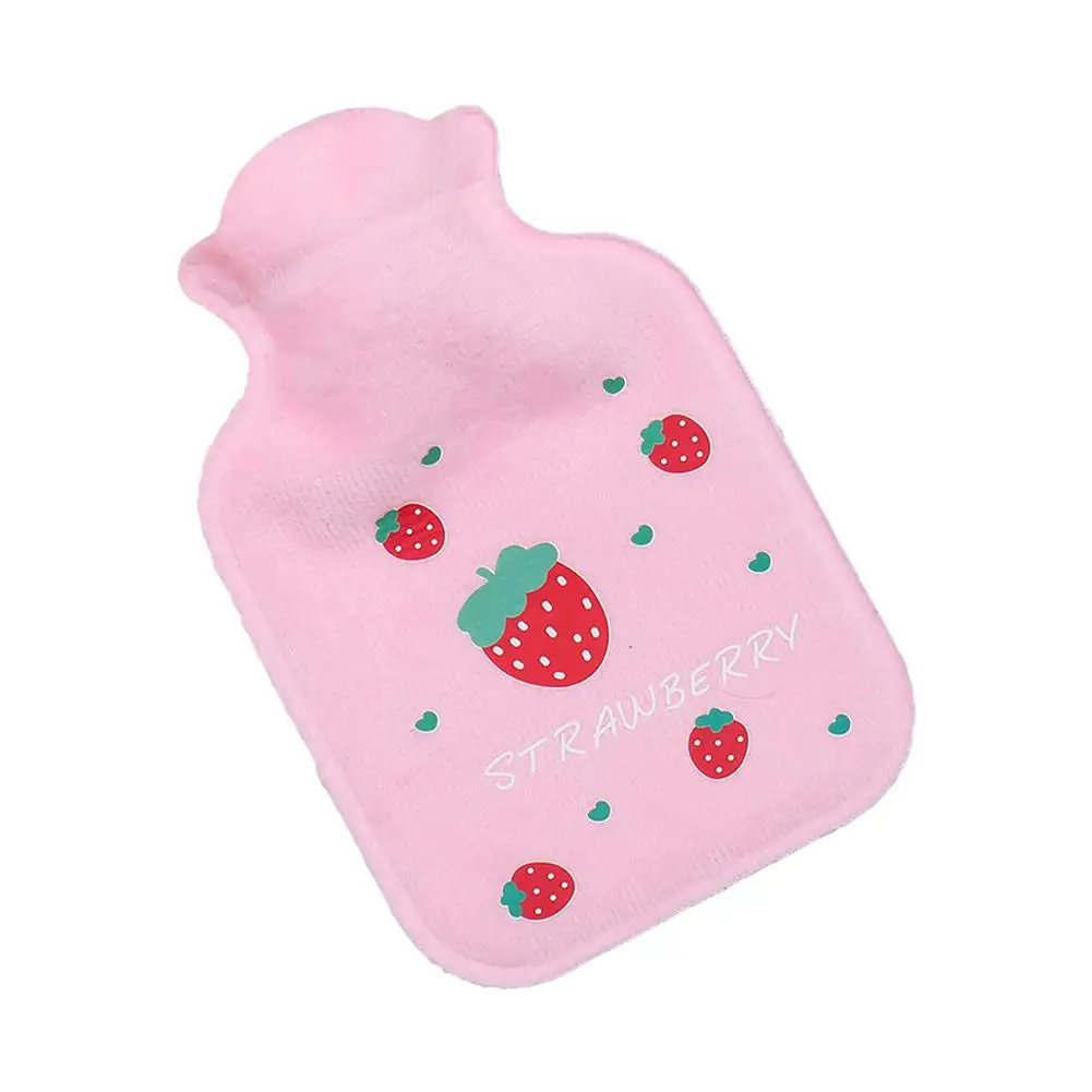 Strawberries Hand Warmer Hot Water Bag Heat Warm Plush Hot Warm Filling Coldproof Water Soft Bottle Water Pad Keeping Heati G0D3