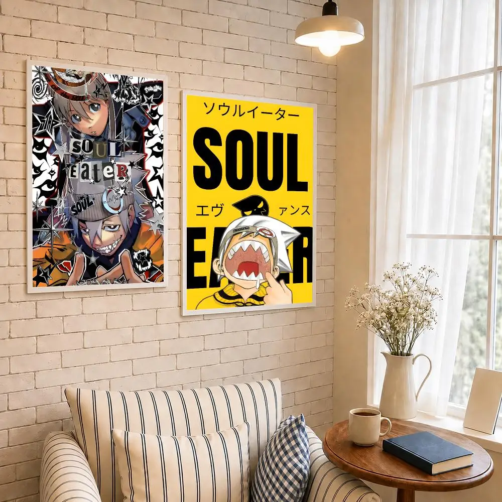 Anime S-Soul Eater Poster PP Self-Adhesive Waterproof Wall Decor for Bedroom,Living Room,Dorm,Bar Aesthetic Decor Gift